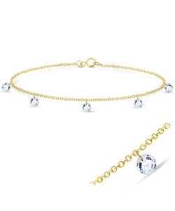 Gold Plated Glittering Round Crystal Anklet ANK-251-5-GP